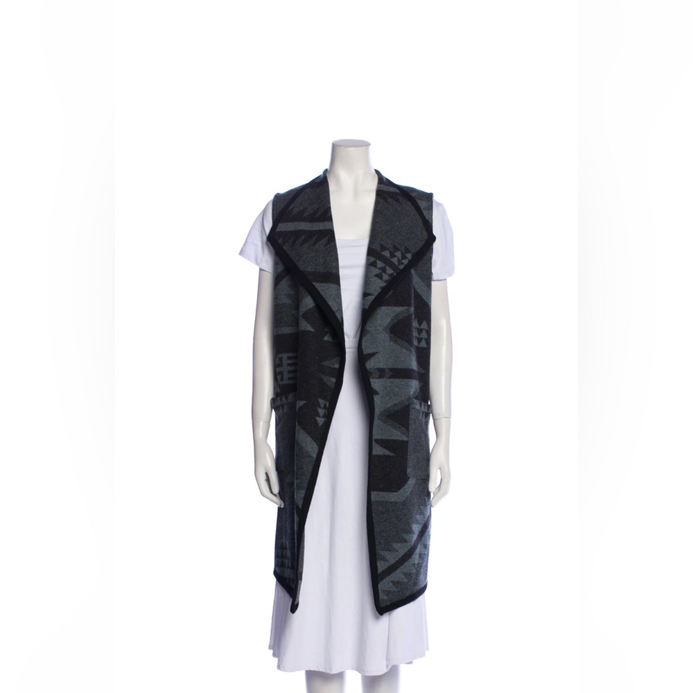 Grey Wool Pendleton Open Long Vest Size Small - image 1